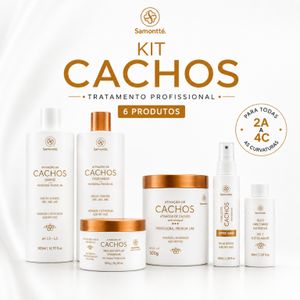 Kit Cachos Profissional S’amontté 6 Itens Ativador 500g Hidratação Nutrição Anti Frizz Curly 2A a 4C