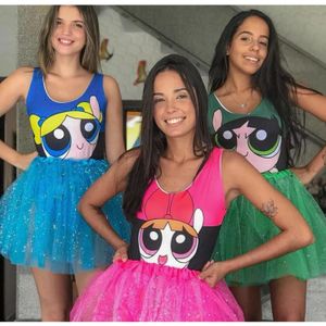 Fantasia Carnaval feminina florzinha linda menina super poderosa envio rápido bory e saia de tule carnaval