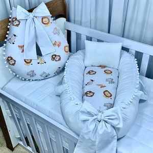 Ninho Redutor de Berço Safari + Almofada Amamentação Micro Percal 200 Fios