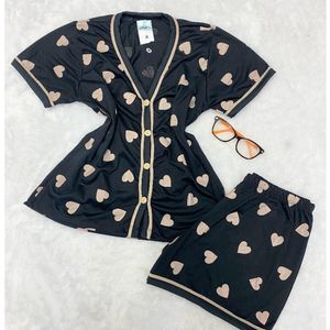 Píjama Americano Feminino Gola V Com Botões Amamentação Blogueira Malha Premium