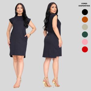 Vestidos Feminino Midi Com Bolso Vestido De Manga Curta Muscle Tee Tecido Algodão Super Promoção