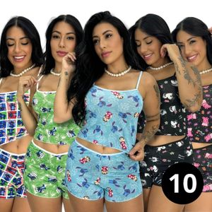 KIT 10 Pijama short dool baby Micro Estampado Blusa Curta Short Curto SAPEQUINHA