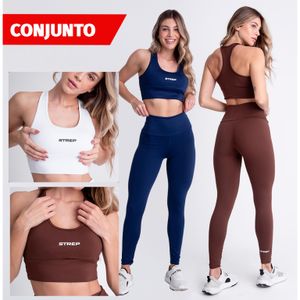 Conjunto Academia Feminino Strep Fitness – Top + Calça Legging Suplex | Alta Compressão