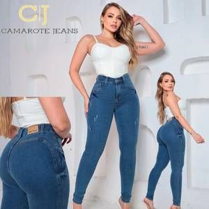 Calça Jeans Feminina Sem Bolso Cintura Alta Levanta Bumbum Com Lycra