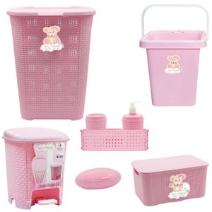 KIT CESTO ROUPAS QUARTO BEBÊ ORGANIZADOR INFANTIL RATTAN LIXEIRA BALDE CAIXA MULTIUSO  KIT HIGIENE
