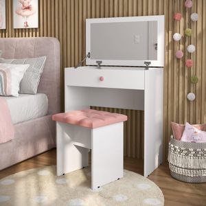 QUEIMA DE ESTOQUE PROMOÇÃO! Penteadeira Escrivaninha Mesa Camarim Com Espelho e Gaveta e  Banqueta Rose