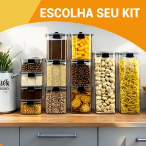 Monte seu Kit Pote Hermético para Mantimentos de Cozinha Dispensa Armário Plástico