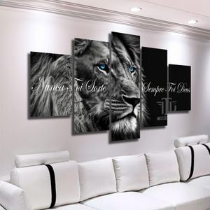 Quadro Decorativo Mosaico Leão de Juda Olho Azul Nunca Foi Sorte Sempre Foi Deus Sala Quarto Hd