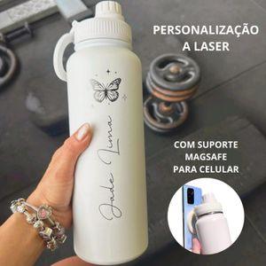 Garrafa Térmica Mag Safe Tripé Celular Suporte 800ml/1.2L Bear Thermal Mari Nome Tinta Eletrostática