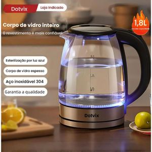 Chaleira Elétrica de Vidro 1.8L – Fervura Rápida, Design Moderno e Portátil