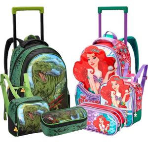 Kit Mochila Escolar Infantil 2 em 1 Carrinho Removível Menino Menina Resistente Volta As Aulas