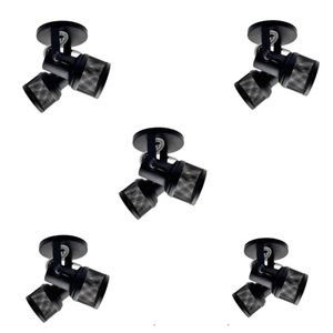 Spot Duplo Luminária kit 5 Unidades  (BRANCO/PRETO) Tela Sobrepor Teto Parede Casa Salão Quarto Par20 Led Bulbo E27