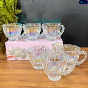 Jogo de Xicaras Furta-Cor 6 Peças Italia Vidro Rainbow 200ml Café chá Novidade