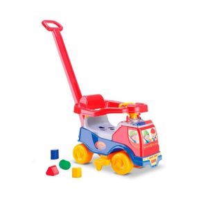 Carrinho de Passeio Triciclo Com Empurrador Toca Musicas Motoca Infantil Menino e Menina Velotrol Grande Cardoso Toys