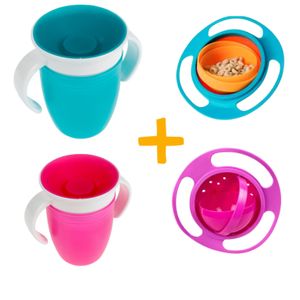 Copo De Transição Treinamento e Pratinho 360° Bebê Infantil Antivazamento Com Alça Sem Bico