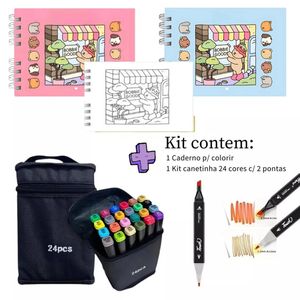 Colorar Caderno kit+marcador de múltiplas cores -24-36-48-60 cores, 50 páginas de desenho Bobbie Goods - Prete Bear