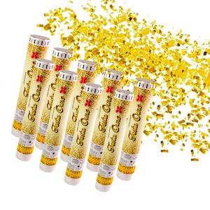 Kit 10 Lança Confetes Dourado festa aniversário Eventos 30cm Completo