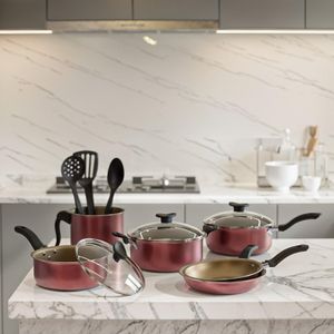 Jogo De Panelas Antiaderente De Aluminio 9 Pecas Talher De Silicone Cozinha Alimento Decoracao