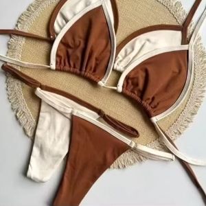 Biquini feminino fita verão bronze marquinha cortininha fio dental