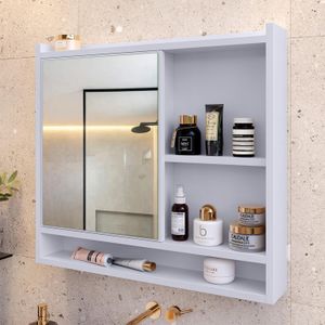 Armário Espelheira De Banheiro Aéreo com Porta, Nichos e Prateleira COMPACTO e Funcional p/ Parede