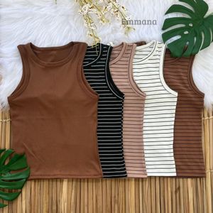 Kit 5 Regata Canelada Feminina Blusa Básica Camiseta Casual Dia a Dia Lisa/Listrada