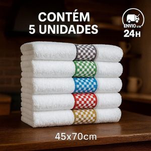 Kit 5 Panos de Prato Copa Premium 45x70cm Jacquard Atoalhado Toalha De Cozinha