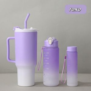 Kit 3 Garrafa Copo Tendência Agua Squeeze Com Adesivos Lembretes beber Agua