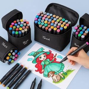 24/36/48/60/80/100/120 Cores Caneta Marcadora canetinhas coloridas Kit Com Ponta Dupla/marcador touch/caneta marker