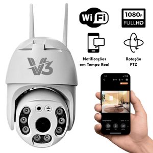 Câmera Inteligente Wi-Fi Full HD 1080p App V3 Áudio Bidirecional LEDs Infravermelhos e Detecção