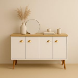 Aparador Buffet E&A 4 Portas com Pés Retro Cantinho Do Café - Cor