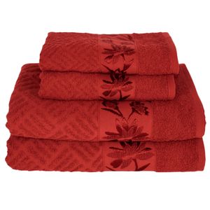 Kit 4 Toalhas Olympia 2 Banho + 2 Rosto 100% Algodão  Premium Macias e Super Absorventes Flabom