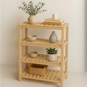 Estante Prateleiras de Madeira com 4 Prateleiras Pinus Maciço Armário Cozinha Sapateira