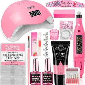 Kit Alongamento de Unha Polygel Poligel Cabine Estufa Lixadeira Elétrica Molde F1 - Envio Imediato