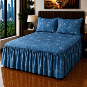 Kit Colcha Super King 3,00m x 3,00m com Babado 03 Peças Toque de Algodão Aveludado Luxo *Oferta