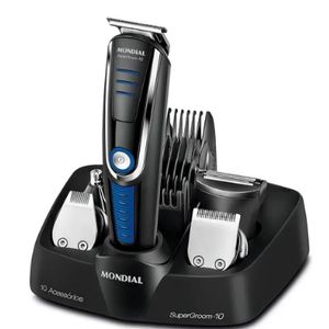 Barbeador Elétrico Maquina Barbear Aparelho Barba 3em1 Cor Preto/azul 127/220v