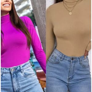 KIT 2 Blusas Feminina Gola Alta Manga Comprida Segunda Pele Termica Cacharrel