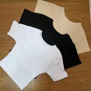 Kit 3 Cropped Manga Curta Canelado Manguinha Gola Redonda Ribana Canelada Algodão Blusinha Curta Camiseta Básica Cores