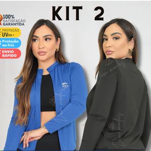 Kit 2 Cardigan Feminino Casaquinho Proteção Solar UV Casaco Academia Térmico