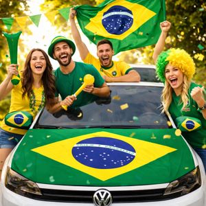 Kit Copa do Mundo Brasil Carro Capa de Retrovisor Bandeira Capo Bandeirinha janela Verde Amarelo