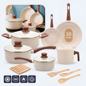 Jogo De Panelas Induçao Antiaderente Cerâmica 10 Peças Ppg  Pfoa Free Vanila Premium