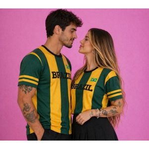 Kit Casal Brasil Camisetas Verde Amarelo Premium | Moda Copa 2026
