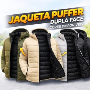 Jaqueta Puffer Dupla Face Masculina Bobojaco Impermeável Corta Vento Inverno