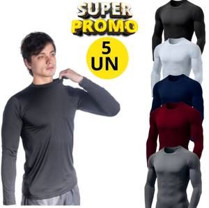 Kit 05 Camisetas Proteção Solar UV Blusa Malha Fria Segunda Pele Camisa Térmica Masculina Academia