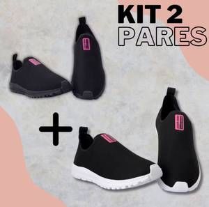 Kit 2 Tênis Meia Feminino Calce Fácil Botinha Ortopédico Esportivo Sneaker Slip On Casual confortáv...