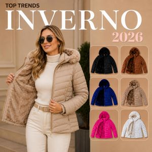 Jaqueta Bobojaco Forrada Puffer Feminina Inverno Capuz Removivel Impermeavel Frio Peluciada