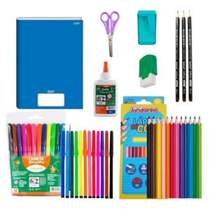 Kit Escolar 32 Itens com Caderno Brochura Infantil