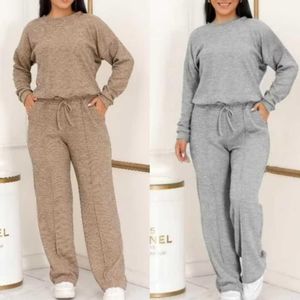 Conjunto Feminino Ribi Canelada Lanzinha 2 peças blusa e pantalona Inverno