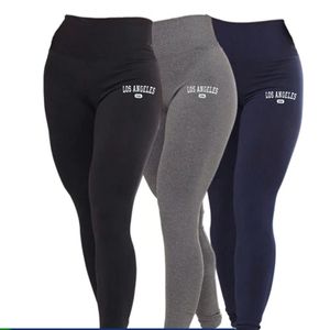 Kit 3 Calça Leg Legging Suplex Feminina Los Angeles