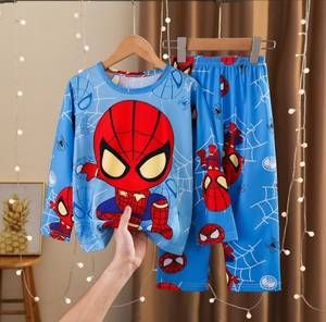 Homem Aranha Pijama infantil Meninos e Meninas Calças de manga comprida de outono Loun...