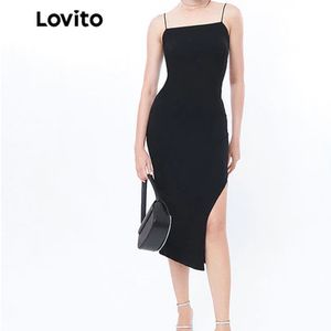 Lovito Vestido casual liso comprimento maxi sem mangas para mulheres LB220BRL249